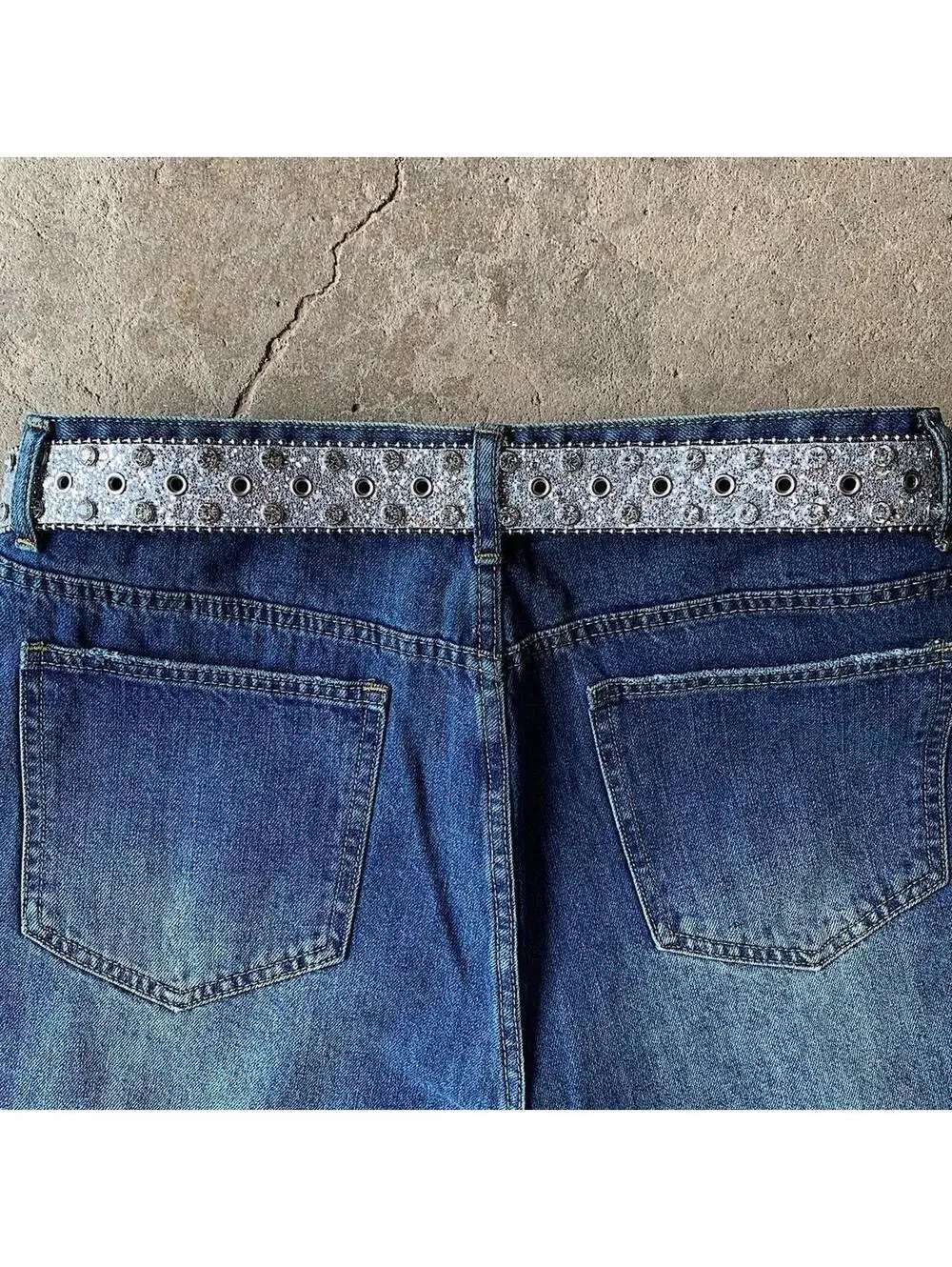 Cyber Y2k 2000s style rhinestone crystal grunge silver punk belt. Cool grunge/pu - Picture 8 of 8